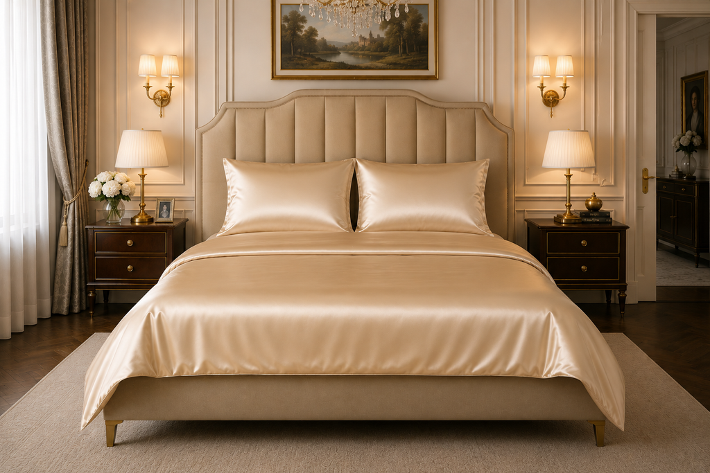 22 Momme Pure Mulberry Silk Full Bedding Set 4Pcs (Champagne)