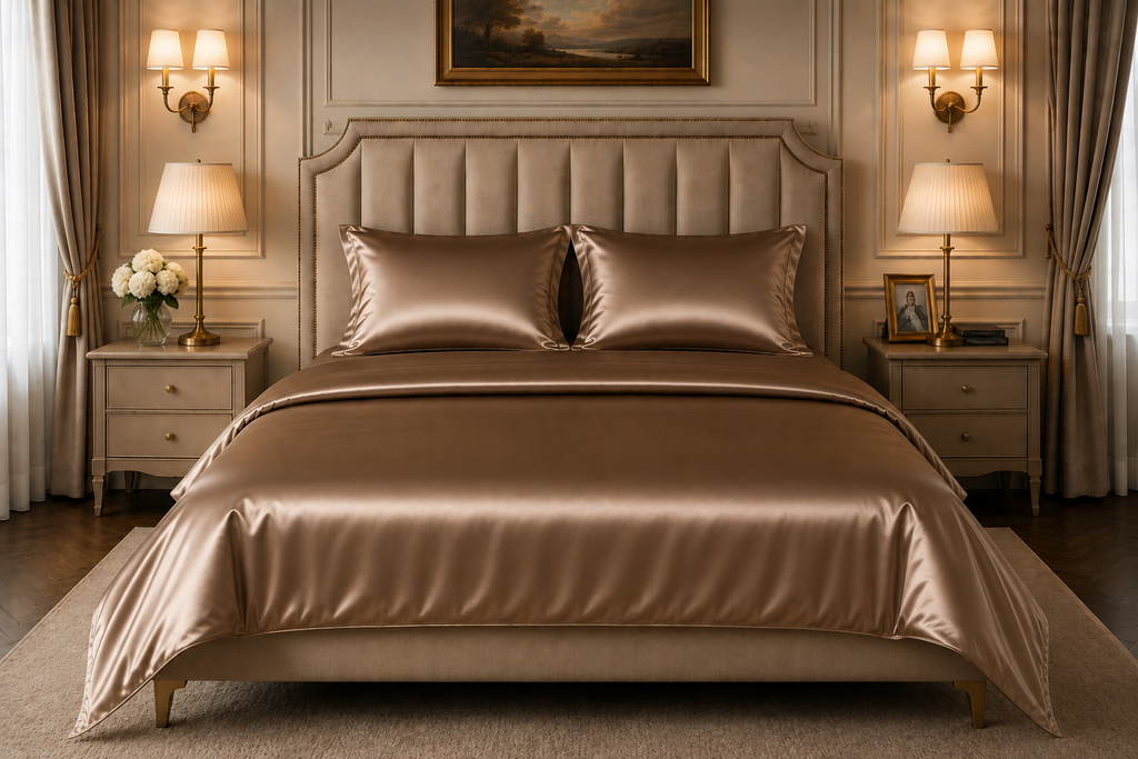 22 Momme Pure Mulberry Silk Full Bedding Set 4Pcs (Coffee)