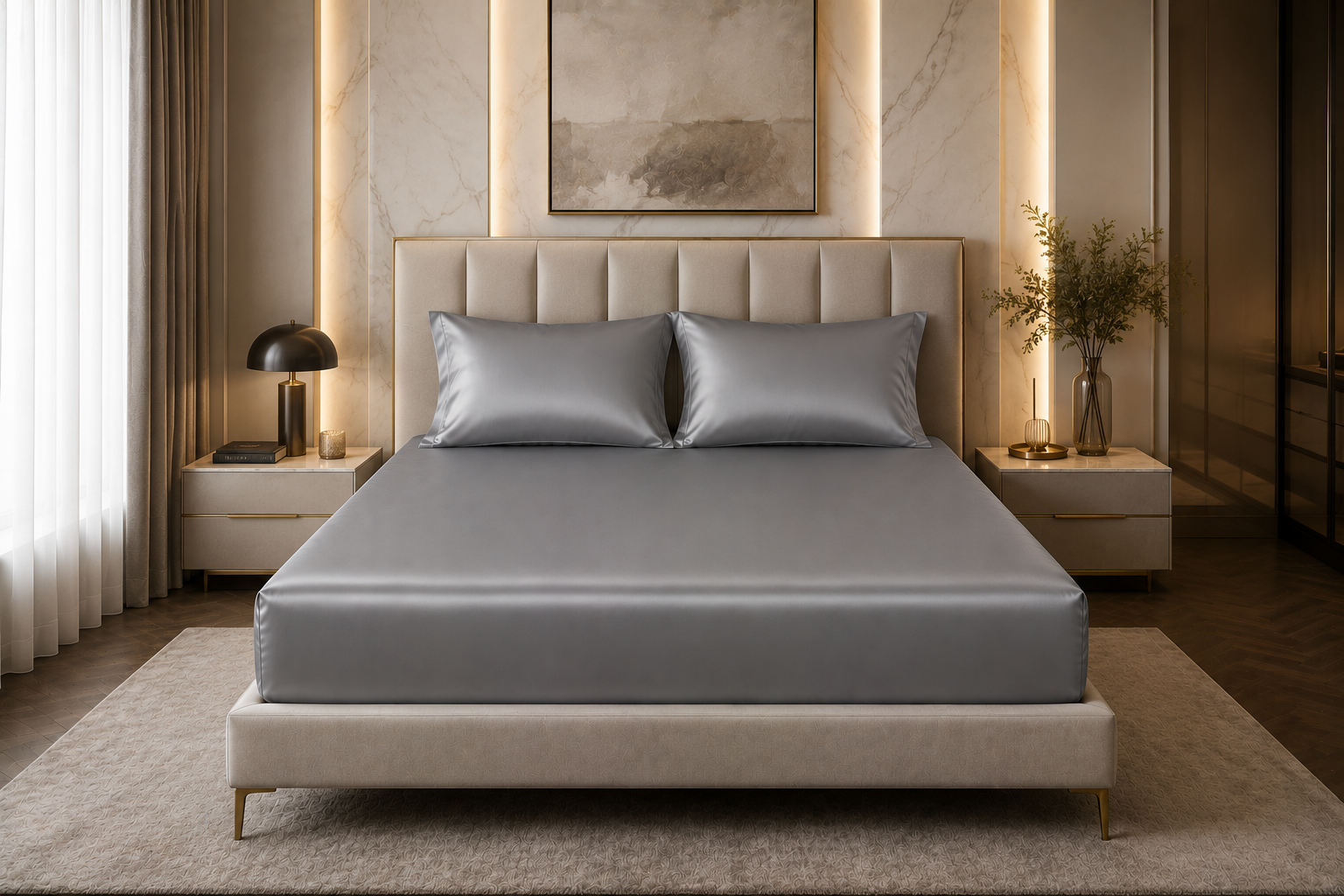 22 Momme Pure Mulberry Silk Bedding (Gark Grey)