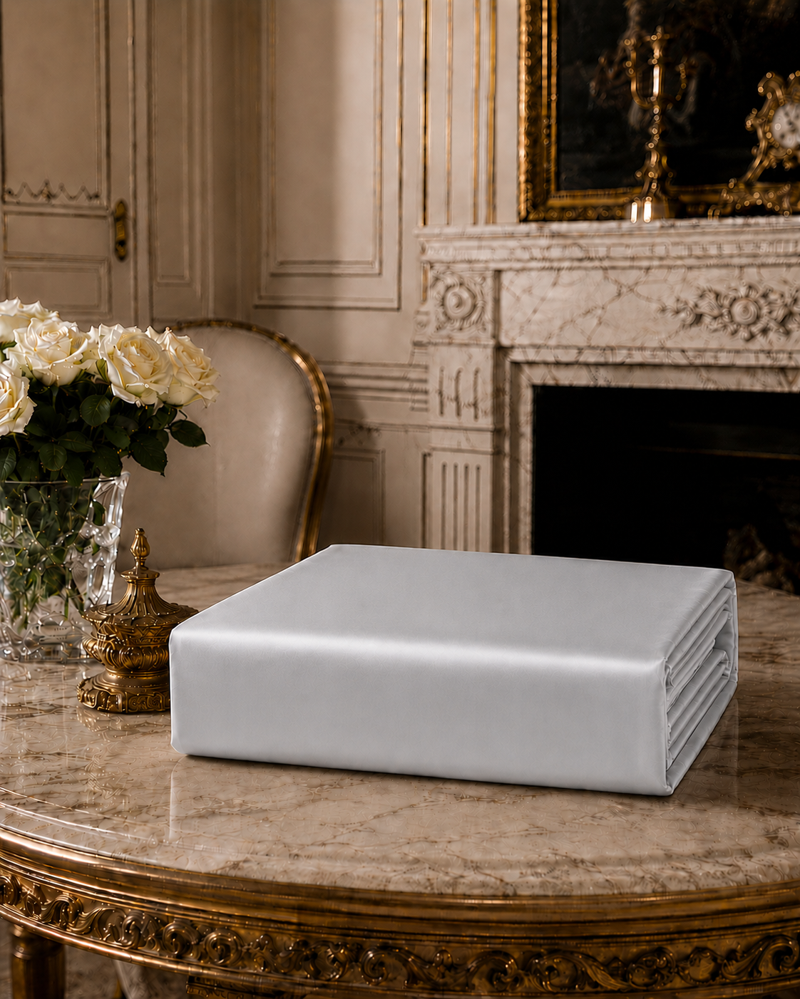 Mulberry Silk Fitted Sheet  (Silver - 22 momme)