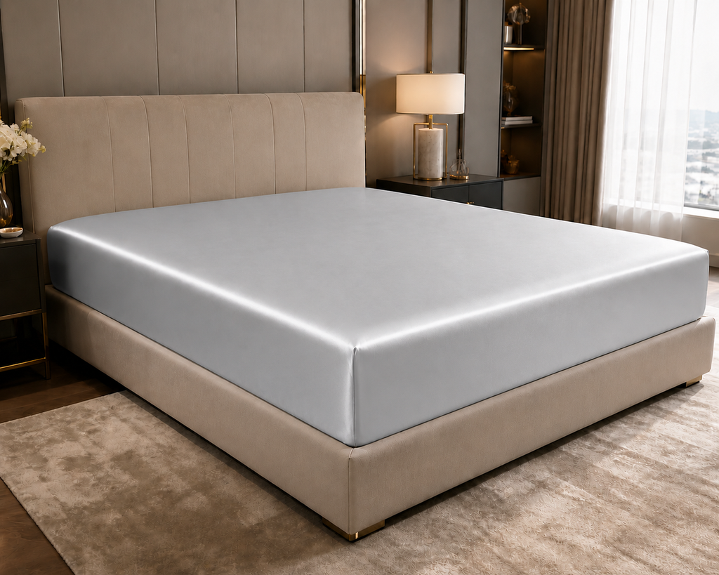 Mulberry Silk Fitted Sheet  (Silver - 22 momme)