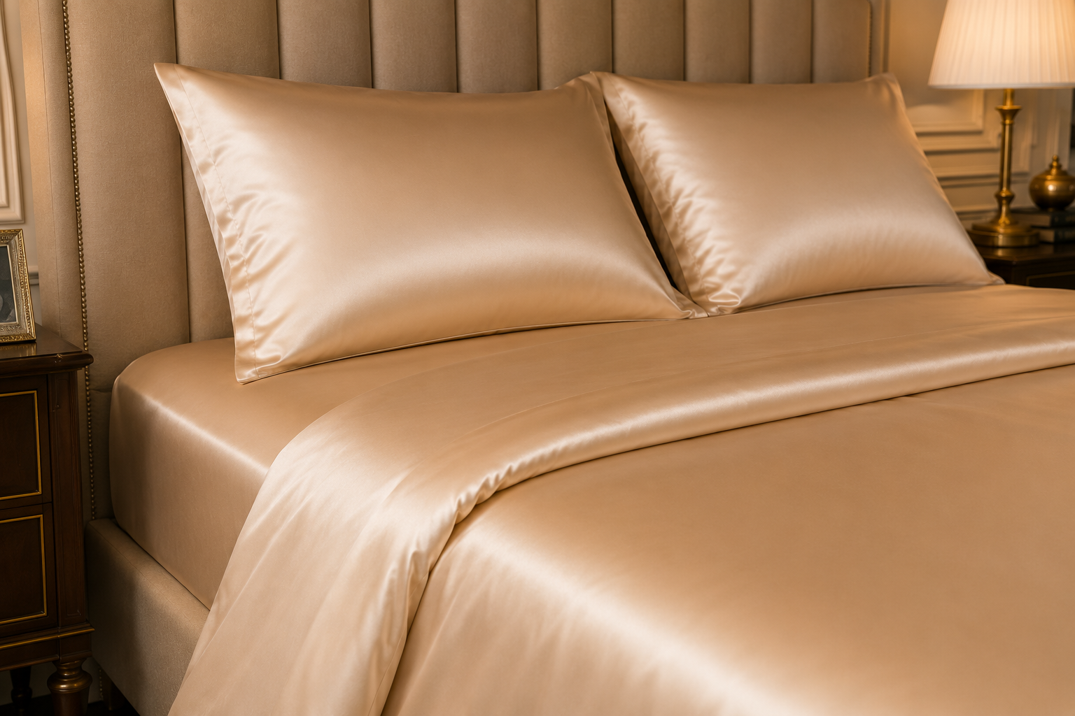 22 Momme Pure Mulberry Silk Full Bedding Set 4Pcs (Champagne)