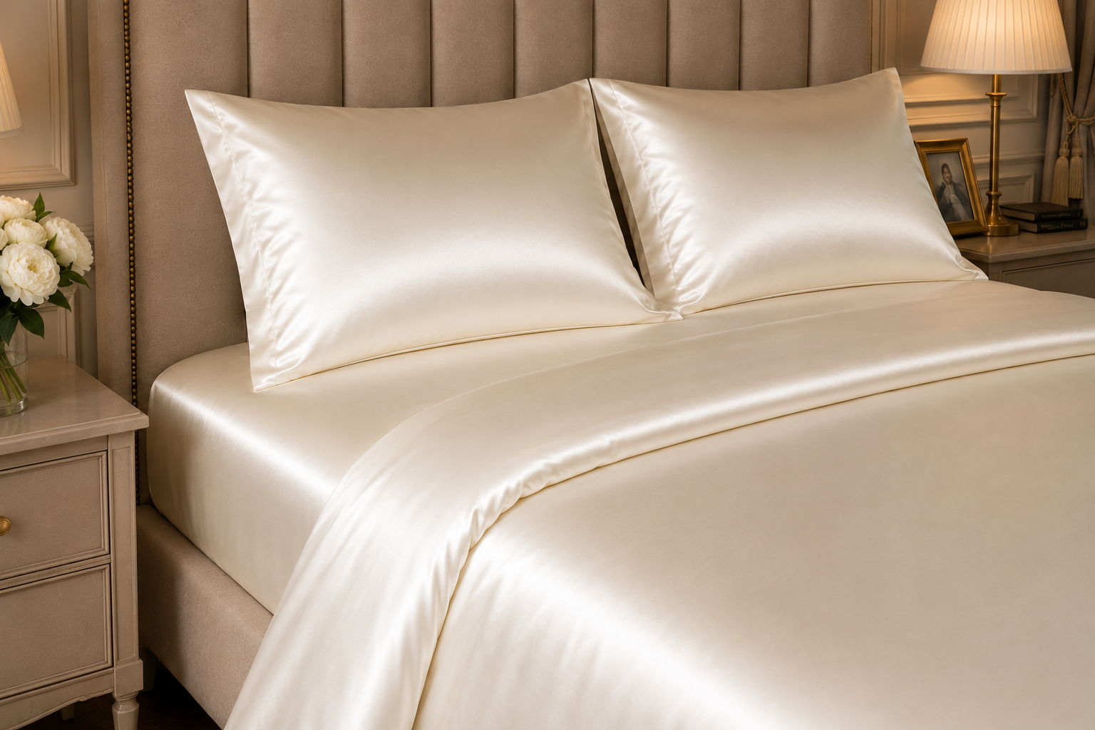 22 Momme Pure Mulberry Silk Full Bedding Set 4Pcs (Ivory)