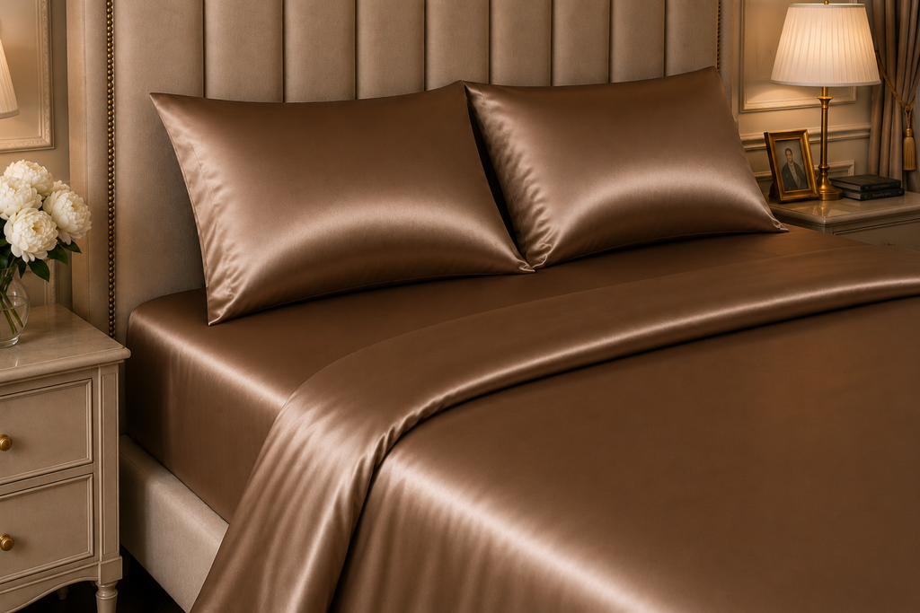 22 Momme Pure Mulberry Silk Full Bedding Set 4Pcs (Coffee)
