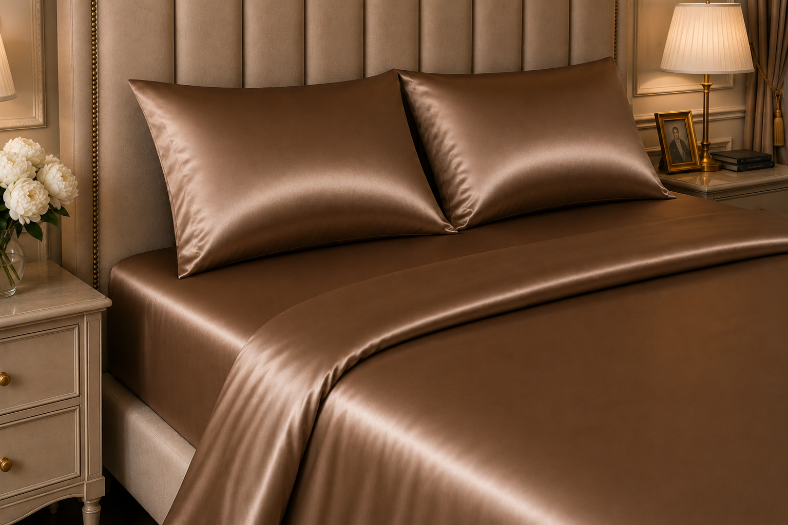 22 Momme Pure Mulberry Silk Full Bedding Set 4Pcs (Coffee)