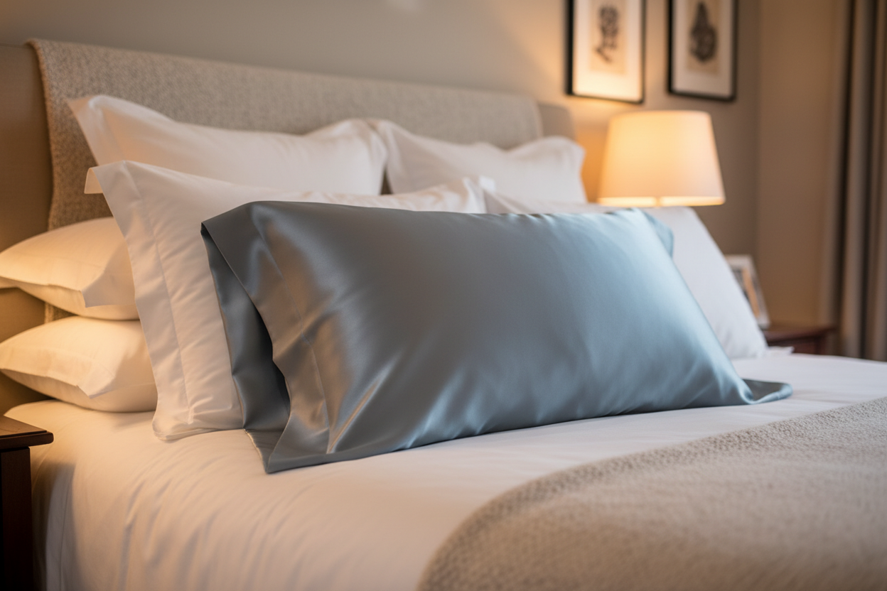 Pure Mulberry Silk Pillowcase (Greyish Blue - 22 momme)