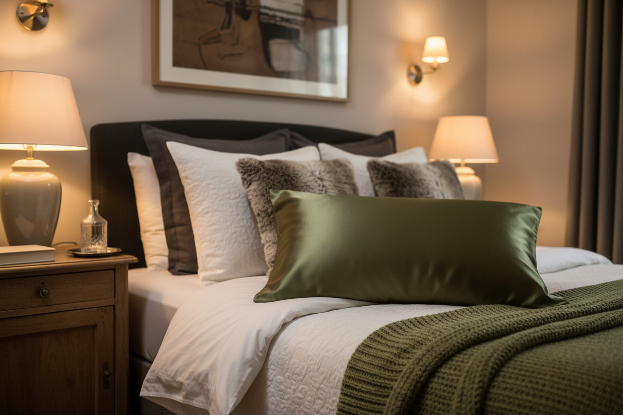 Pure Mulberry Silk Pillowcase (Olive - 22 momme)